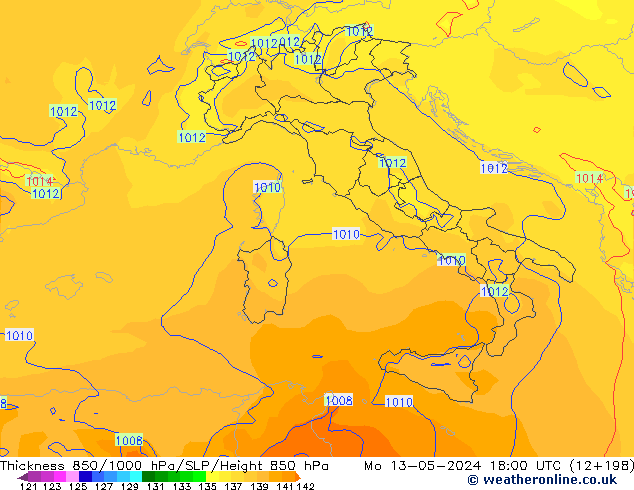 Thck 850-1000 hPa ECMWF Seg 13.05.2024 18 UTC