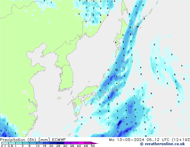 Z500/Rain (+SLP)/Z850 ECMWF Mo 13.05.2024 12 UTC