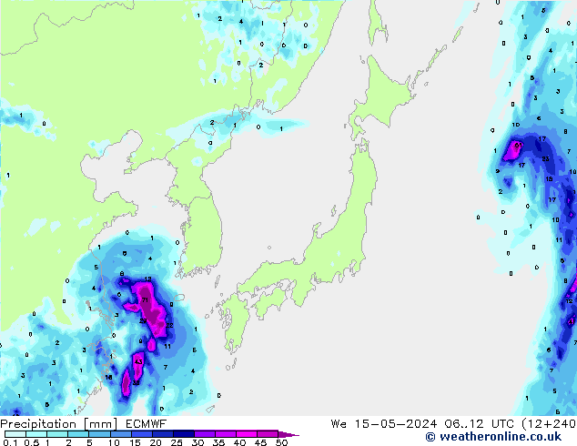 Precipitation ECMWF We 15.05.2024 12 UTC