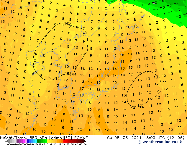 Z500/Rain (+SLP)/Z850 ECMWF dom 05.05.2024 18 UTC