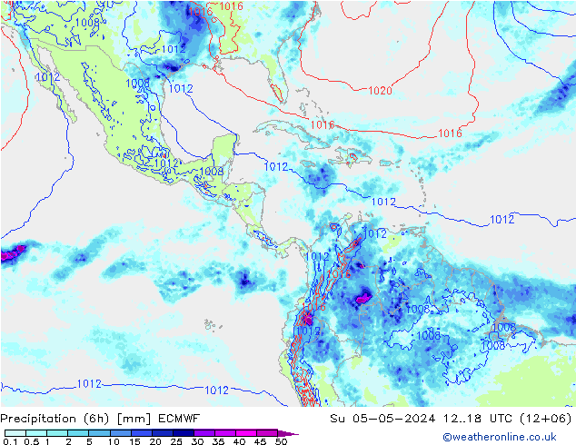 Precipitación (6h) ECMWF dom 05.05.2024 18 UTC