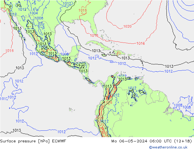 Presión superficial ECMWF lun 06.05.2024 06 UTC