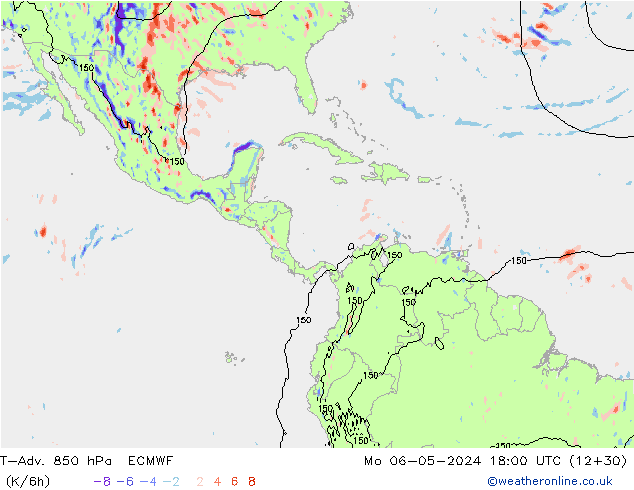 T-Adv. 850 гПа ECMWF пн 06.05.2024 18 UTC