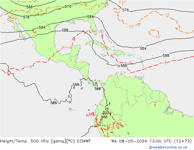 Z500/Rain (+SLP)/Z850 ECMWF St 08.05.2024 12 UTC