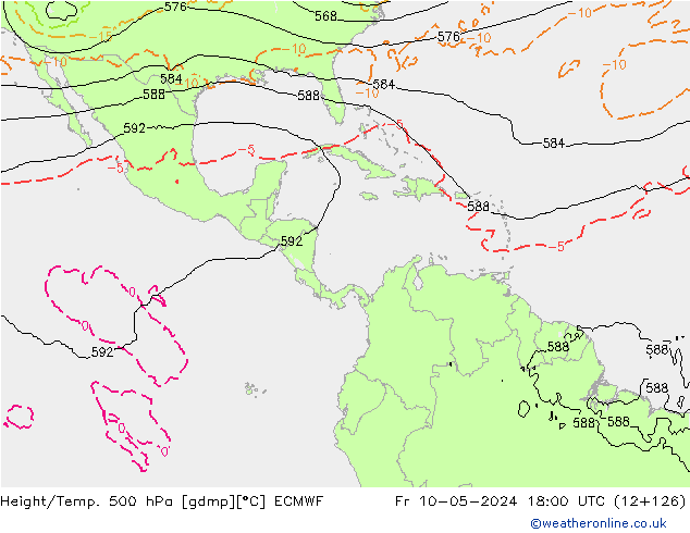 Z500/Rain (+SLP)/Z850 ECMWF Fr 10.05.2024 18 UTC