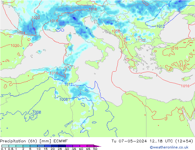 Z500/Rain (+SLP)/Z850 ECMWF wto. 07.05.2024 18 UTC