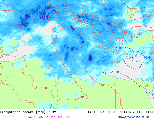 Totale neerslag ECMWF vr 10.05.2024 06 UTC