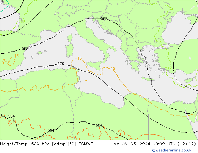 Z500/Rain (+SLP)/Z850 ECMWF пн 06.05.2024 00 UTC