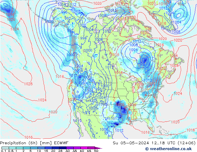 Z500/Rain (+SLP)/Z850 ECMWF Su 05.05.2024 18 UTC