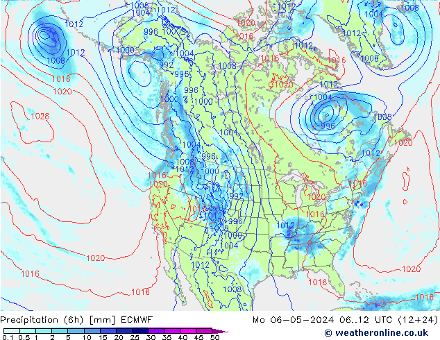 Precipitação (6h) ECMWF Seg 06.05.2024 12 UTC