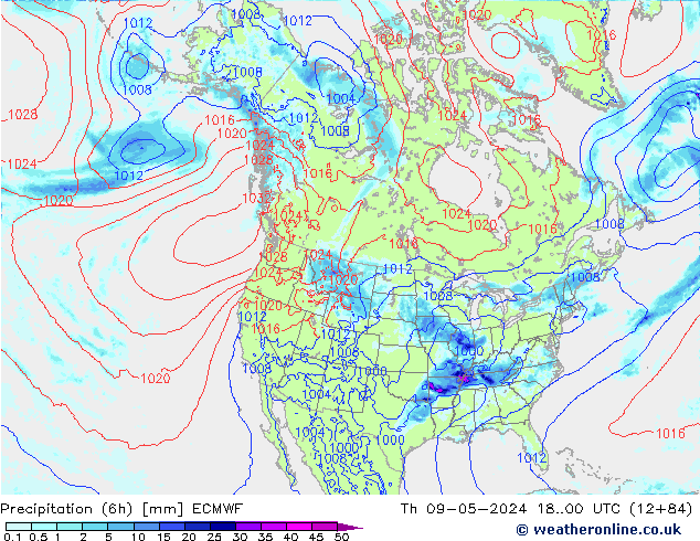 Z500/Rain (+SLP)/Z850 ECMWF Th 09.05.2024 00 UTC