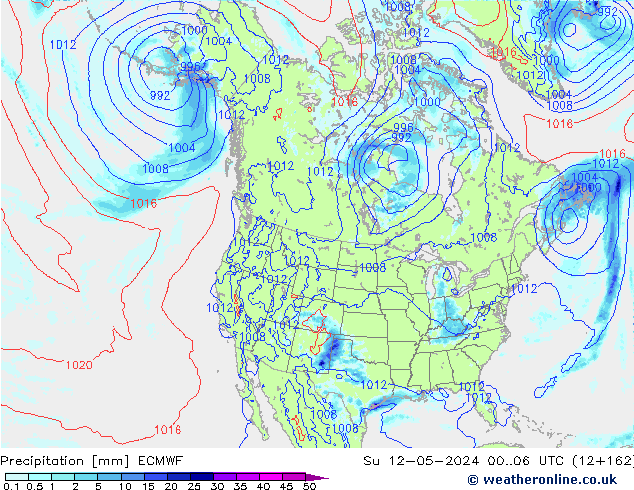 Srážky ECMWF Ne 12.05.2024 06 UTC