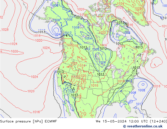 Atmosférický tlak ECMWF St 15.05.2024 12 UTC