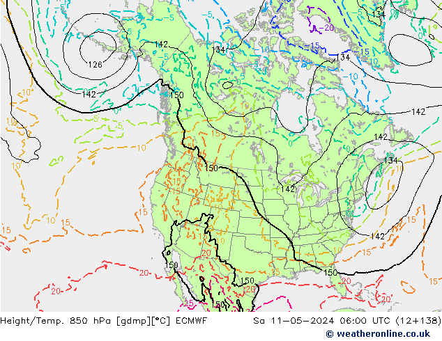 Z500/Yağmur (+YB)/Z850 ECMWF Cts 11.05.2024 06 UTC