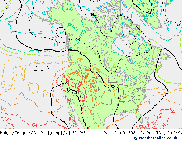 Yükseklik/Sıc. 850 hPa ECMWF Çar 15.05.2024 12 UTC