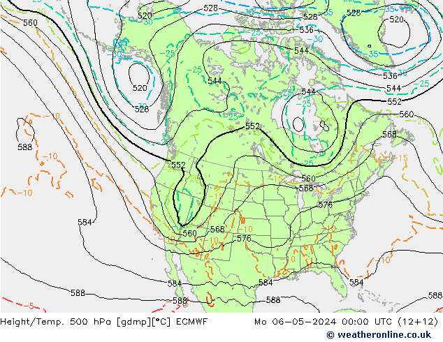 Z500/Rain (+SLP)/Z850 ECMWF Mo 06.05.2024 00 UTC