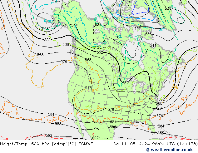 Z500/Yağmur (+YB)/Z850 ECMWF Cts 11.05.2024 06 UTC