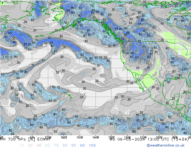 RH 700 hPa ECMWF  06.05.2024 12 UTC