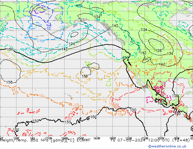 Z500/Regen(+SLP)/Z850 ECMWF di 07.05.2024 12 UTC