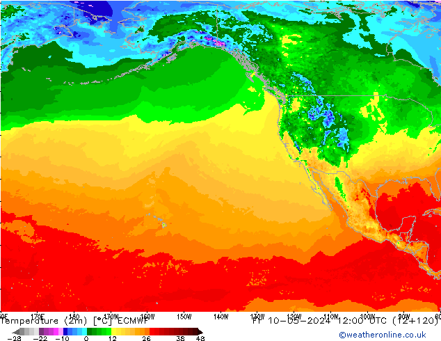 Temperature (2m) ECMWF Pá 10.05.2024 12 UTC