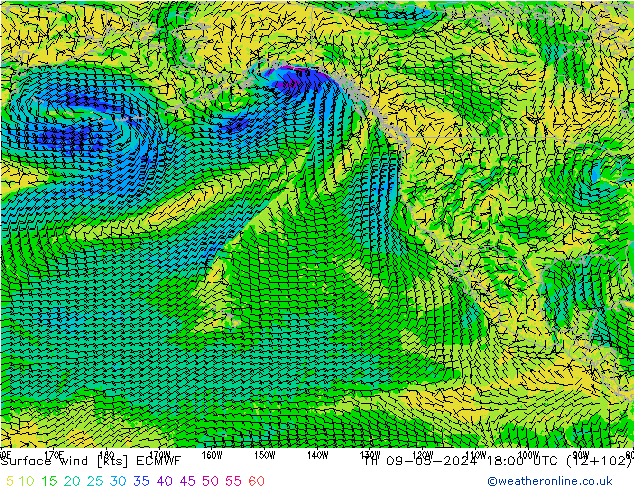 Surface wind ECMWF Th 09.05.2024 18 UTC