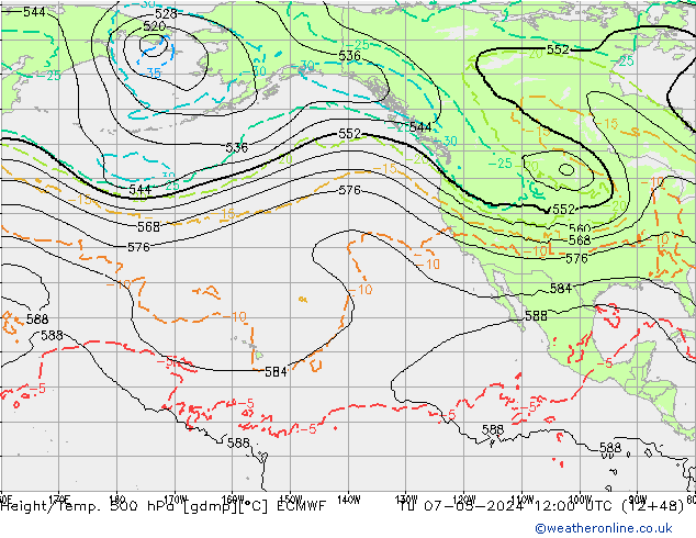 Z500/Regen(+SLP)/Z850 ECMWF di 07.05.2024 12 UTC