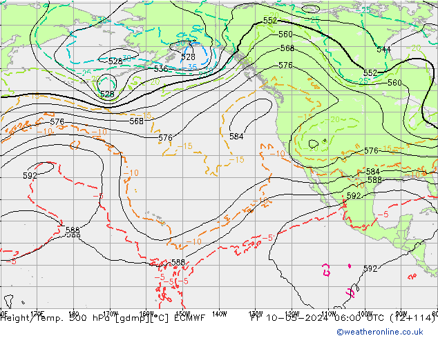 Z500/Rain (+SLP)/Z850 ECMWF Fr 10.05.2024 06 UTC