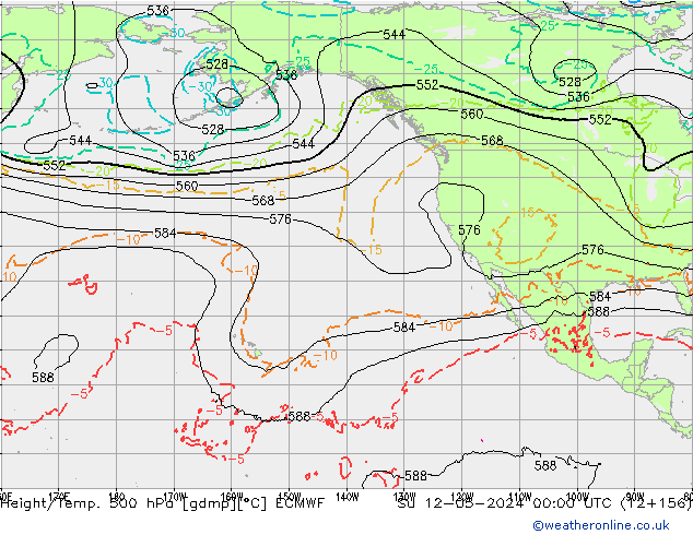 Z500/Rain (+SLP)/Z850 ECMWF Su 12.05.2024 00 UTC