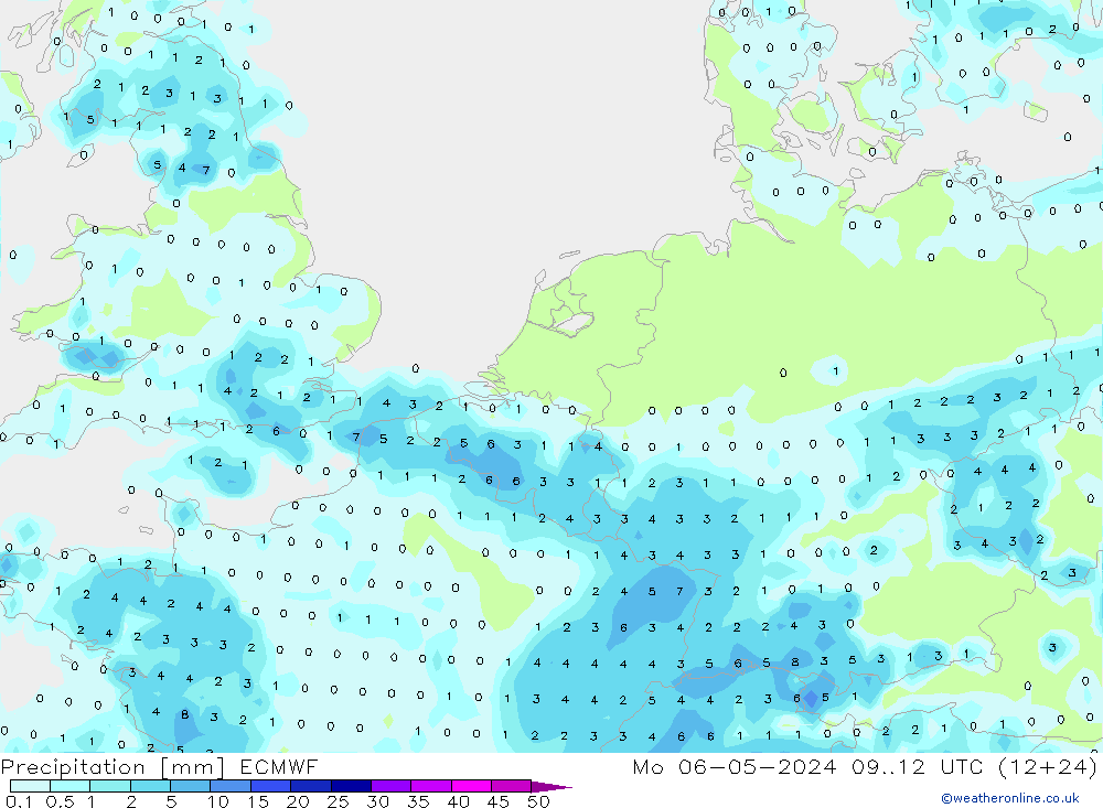 Precipitation ECMWF Mo 06.05.2024 12 UTC