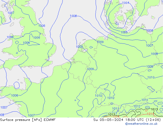 Surface pressure ECMWF Su 05.05.2024 18 UTC