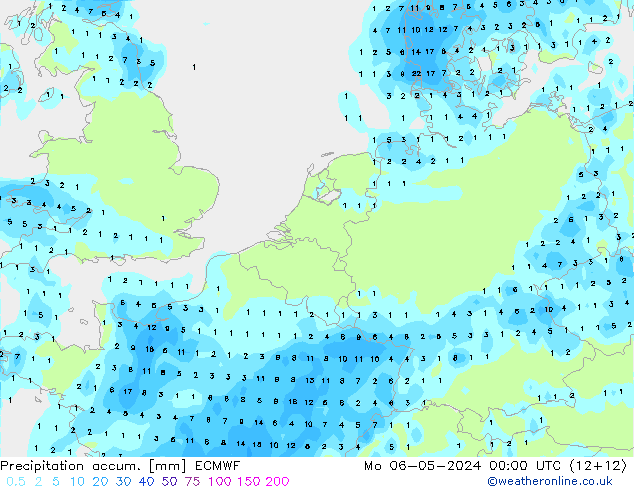 Totale neerslag ECMWF ma 06.05.2024 00 UTC