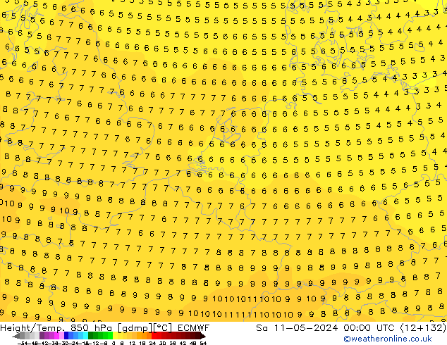 Z500/Rain (+SLP)/Z850 ECMWF  11.05.2024 00 UTC