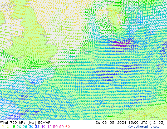 Wind 700 hPa ECMWF Su 05.05.2024 15 UTC