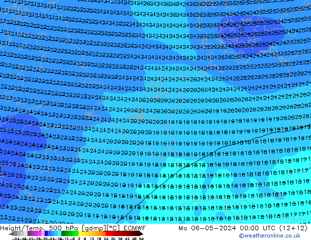 Z500/Rain (+SLP)/Z850 ECMWF lun 06.05.2024 00 UTC