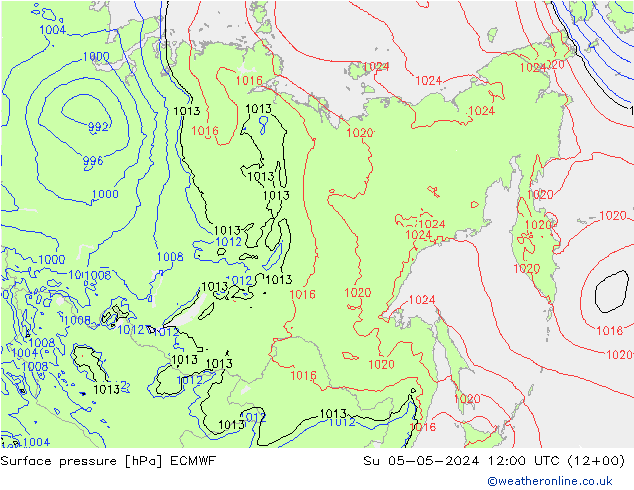 Yer basıncı ECMWF Paz 05.05.2024 12 UTC