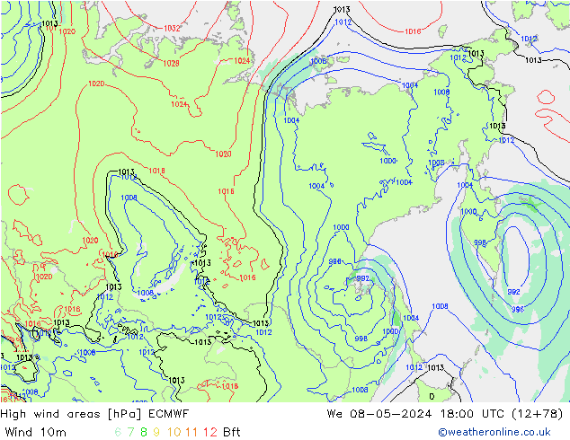 Windvelden ECMWF wo 08.05.2024 18 UTC