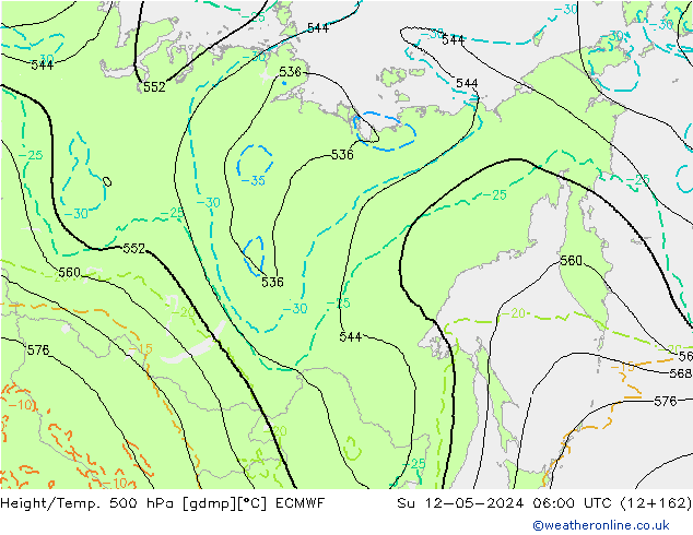 Z500/Rain (+SLP)/Z850 ECMWF Dom 12.05.2024 06 UTC