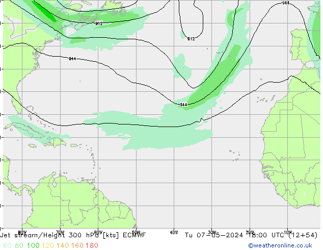 Straalstroom ECMWF di 07.05.2024 18 UTC