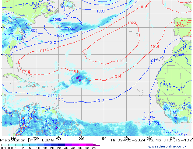 Precipitazione ECMWF gio 09.05.2024 18 UTC