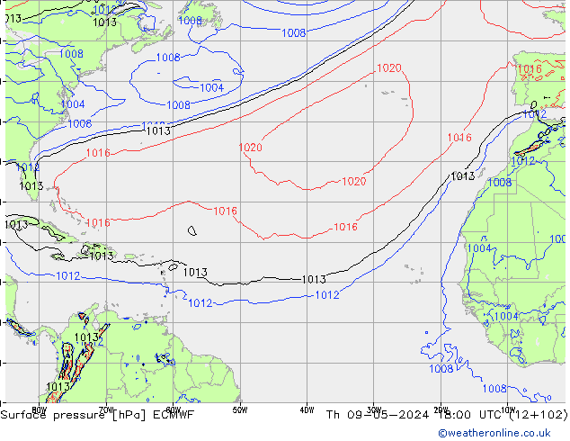 Surface pressure ECMWF Th 09.05.2024 18 UTC