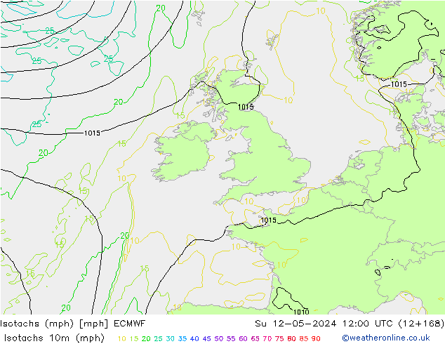 Isotachs (mph) ECMWF Su 12.05.2024 12 UTC