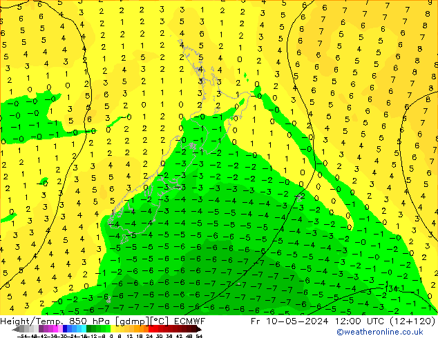 Z500/Rain (+SLP)/Z850 ECMWF ven 10.05.2024 12 UTC