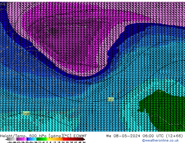 Z500/Rain (+SLP)/Z850 ECMWF We 08.05.2024 06 UTC