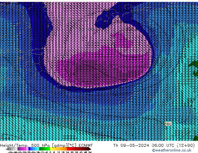 Z500/Rain (+SLP)/Z850 ECMWF gio 09.05.2024 06 UTC