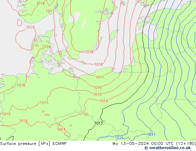 Surface pressure ECMWF Mo 13.05.2024 00 UTC