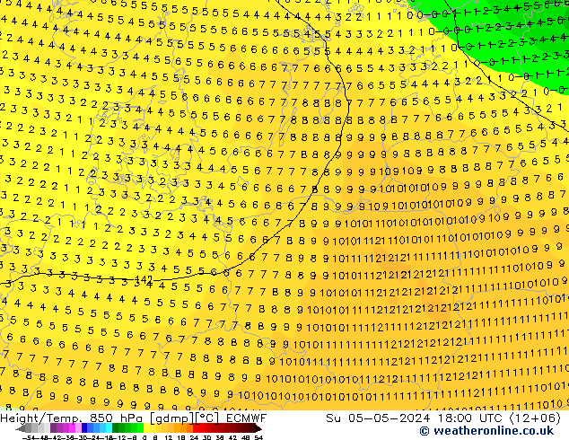 Z500/Rain (+SLP)/Z850 ECMWF dim 05.05.2024 18 UTC