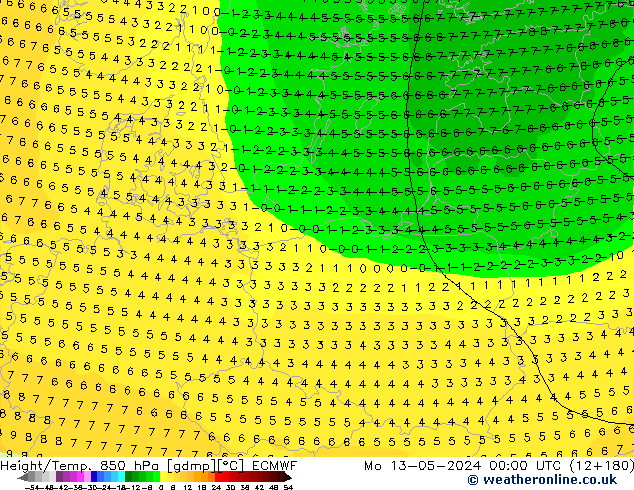 Z500/Rain (+SLP)/Z850 ECMWF Po 13.05.2024 00 UTC