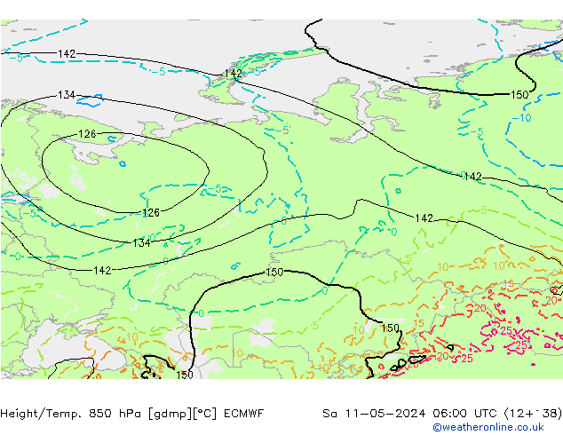 Z500/Rain (+SLP)/Z850 ECMWF sab 11.05.2024 06 UTC