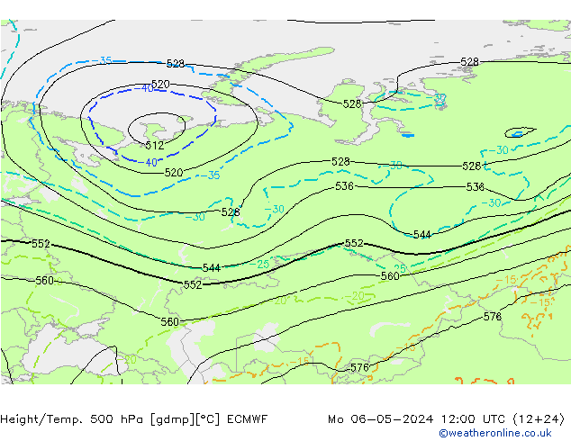 Geop./Temp. 500 hPa ECMWF lun 06.05.2024 12 UTC