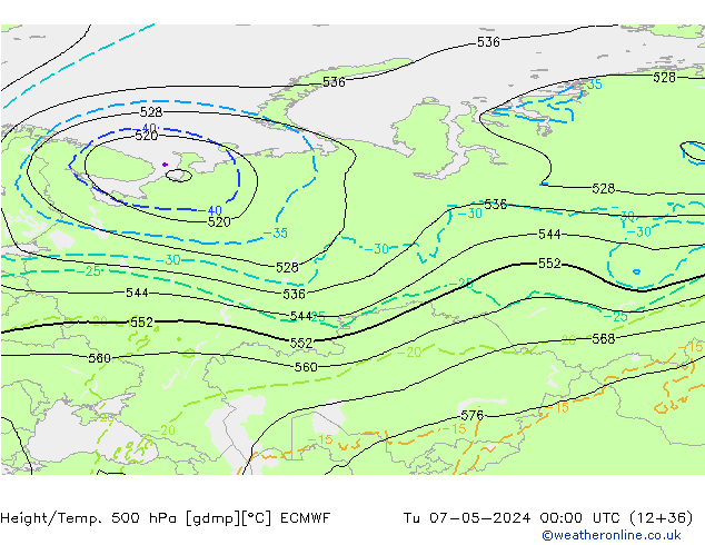 Z500/Rain (+SLP)/Z850 ECMWF Tu 07.05.2024 00 UTC